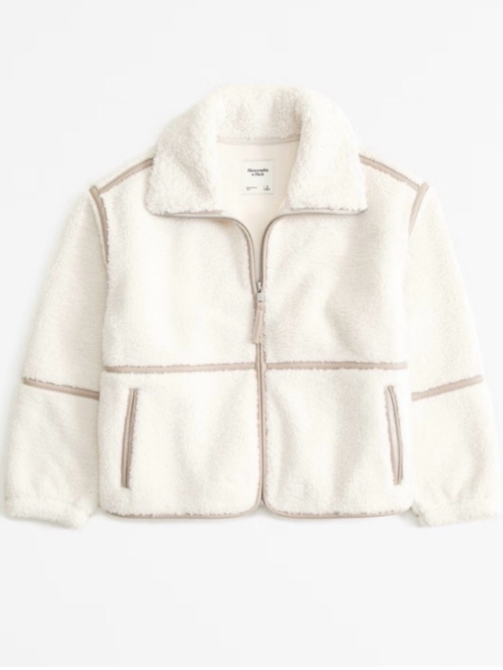 Abercrombie & Fitch Cream Sherpa Zip-Up Jacket
